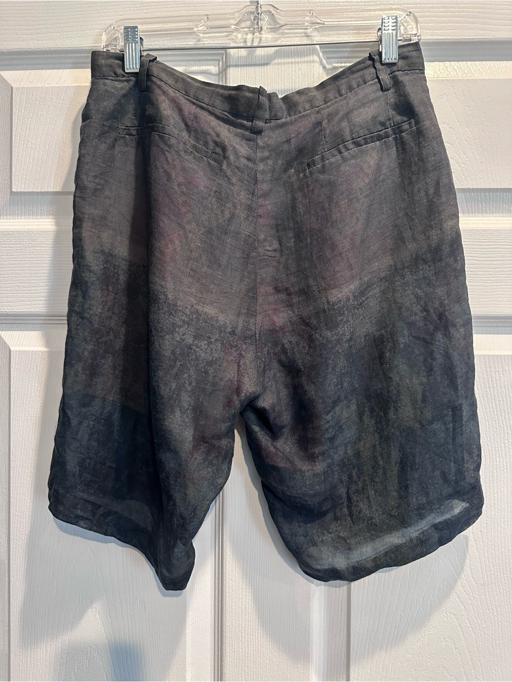 Black Washed Ramie Bermuda Shorts - Picture 2 of 7
